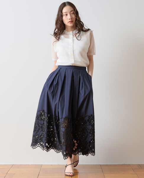 カットワークレーススカート 詳細画像 ネイビー 1