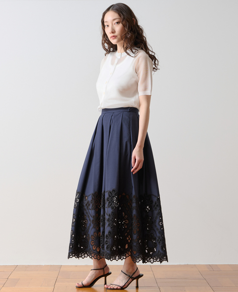 カットワークレーススカート 詳細画像 ネイビー 2