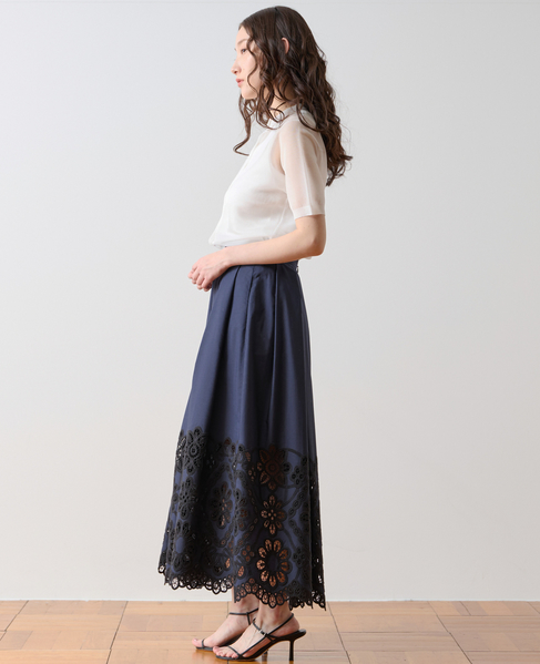 カットワークレーススカート 詳細画像 ネイビー 3