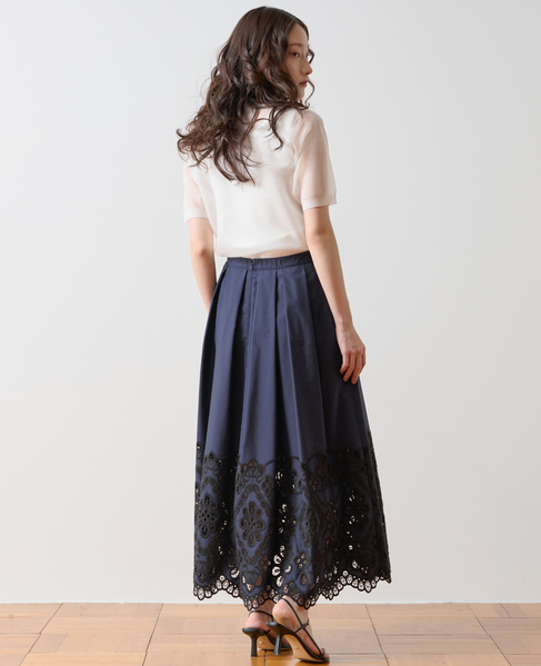 カットワークレーススカート 詳細画像 ネイビー 4