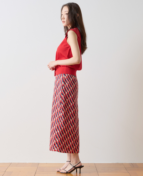トリコロールプリントナロースカート 詳細画像 レッド 3