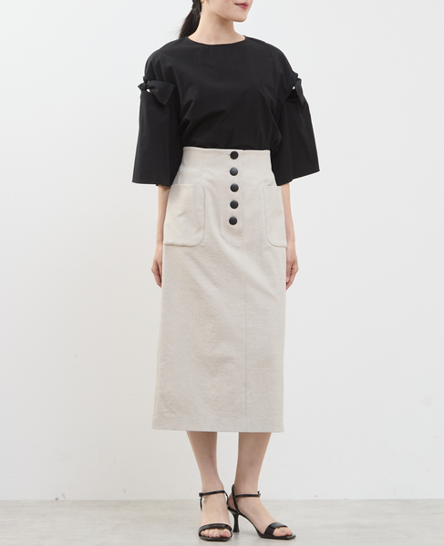 フロントボタンタイトスカート 詳細画像 ベージュ 10