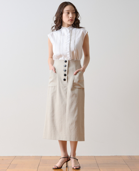 フロントボタンタイトスカート 詳細画像 ベージュ 6
