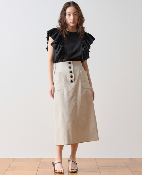 フロントボタンタイトスカート 詳細画像 ベージュ 8