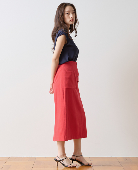フロントボタンタイトスカート 詳細画像 レッド 2