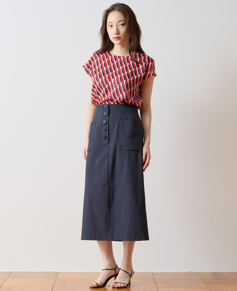 フロントボタンタイトスカート 詳細画像 ネイビー 2