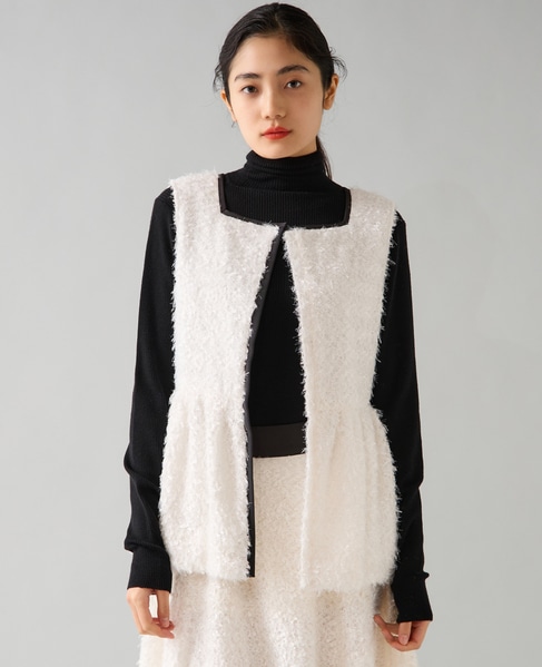 チュールフェザーペプラムベスト 詳細画像 ホワイト 1