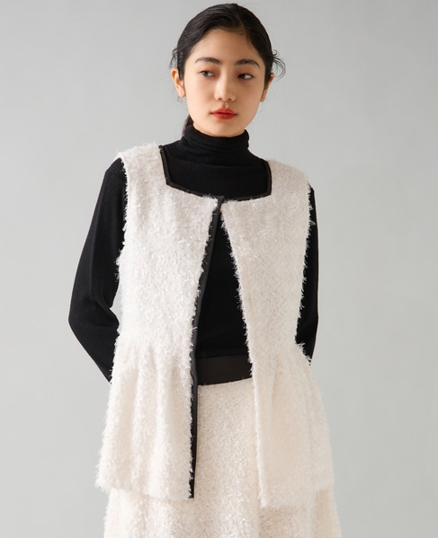 チュールフェザーペプラムベスト 詳細画像 ホワイト 2