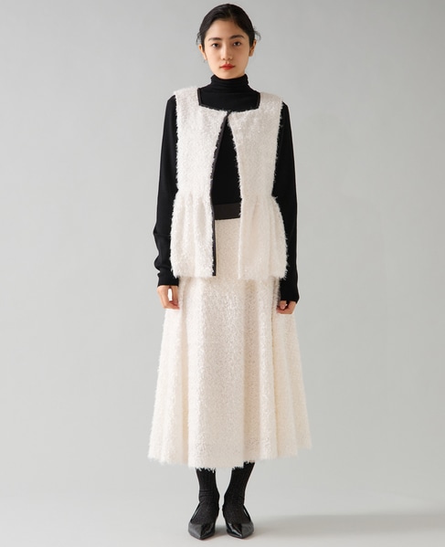 チュールフェザーペプラムベスト 詳細画像 ホワイト 3