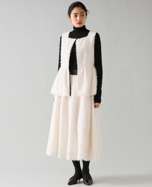 チュールフェザーペプラムベスト 詳細画像 ホワイト 4