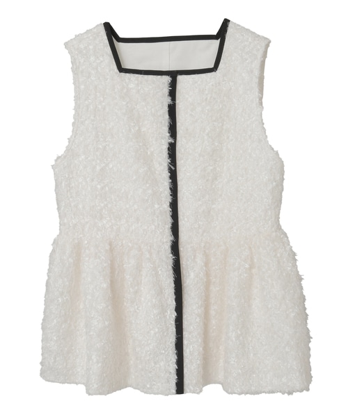 チュールフェザーペプラムベスト 詳細画像 ホワイト 9