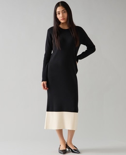バイカラーニットワンピ―ス