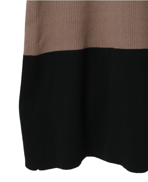 バイカラーニットワンピ―ス 詳細画像 モカ×ブラック 8