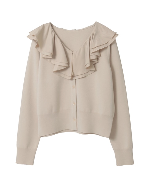 フリルカラーカーディガン 詳細画像 ライトベージュ 1