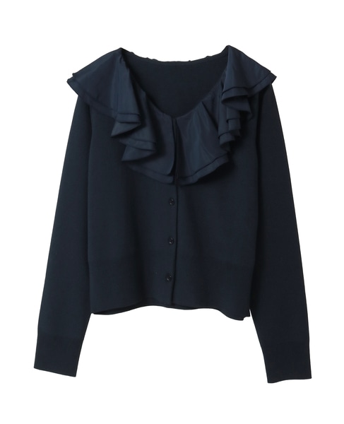 フリルカラーカーディガン 詳細画像 ネイビー 1