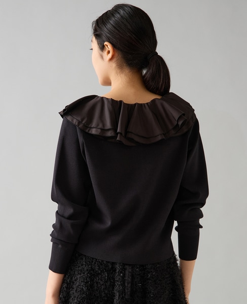 フリルカラーカーディガン 詳細画像 ブラック 2