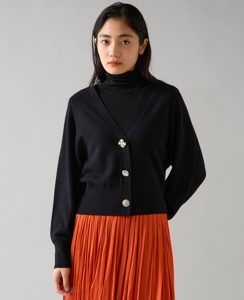 ビジューボタンカーディガン 詳細画像 ブラック 1