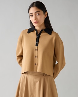 バイカラーポロニットカーディガン