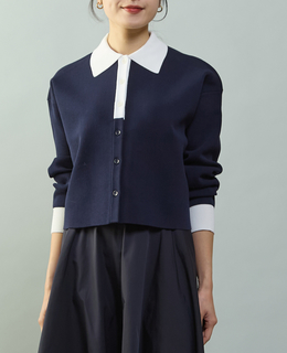 バイカラーポロニットカーディガン