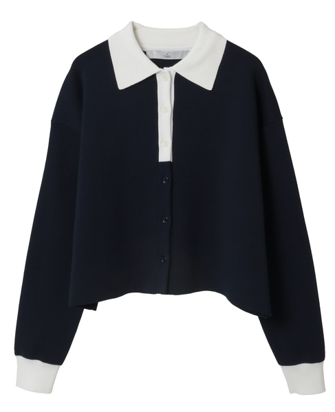 バイカラーポロニットカーディガン 詳細画像 ネイビー×ホワイト 6