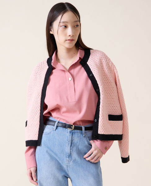 ジオモチーフニットジャケット 詳細画像 ピンク 1
