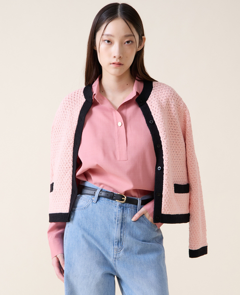 ジオモチーフニットジャケット 詳細画像 ピンク 2