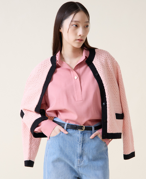 ジオモチーフニットジャケット 詳細画像 ピンク 3