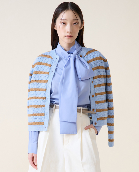 ジオモチーフニットジャケット 詳細画像 ブルー 2