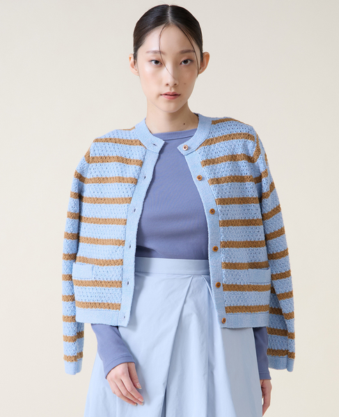 ジオモチーフニットジャケット 詳細画像 ブルー 4