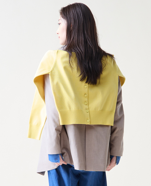 アクセントボタンカーディガン 詳細画像 イエロー 1