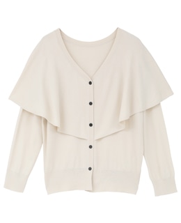 Vネックケープニット