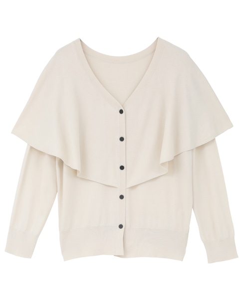 Vネックケープニット 詳細画像 アイボリー 1