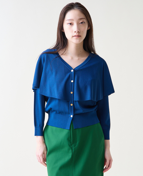 Vネックケープニット 詳細画像 ブルー 1