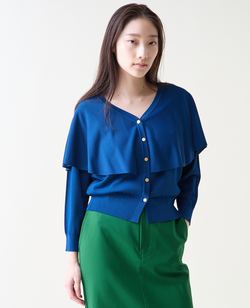 Vネックケープニット 詳細画像 ブルー 2