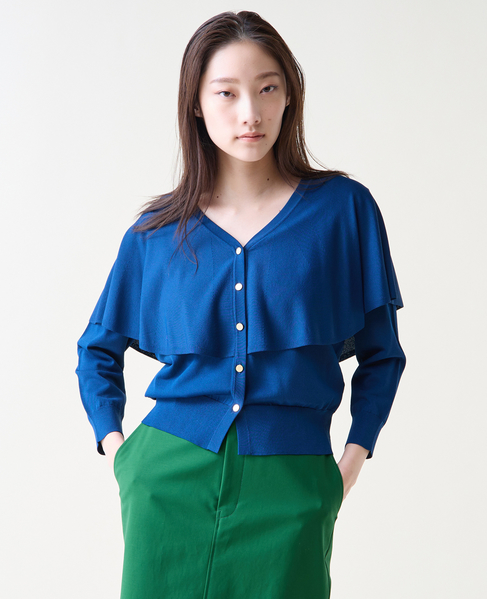 Vネックケープニット 詳細画像 ブルー 3