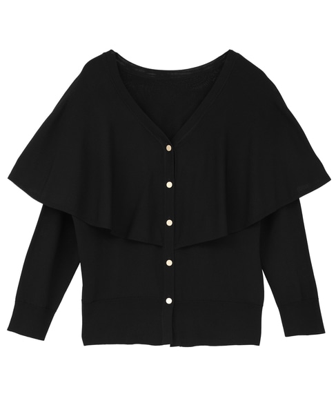 Vネックケープニット 詳細画像 ブラック 1