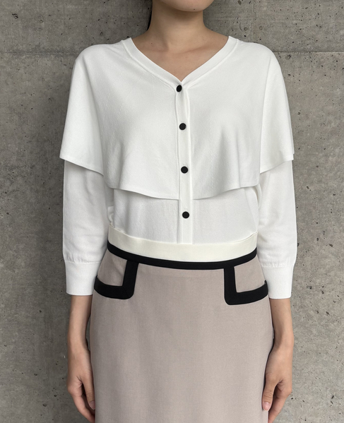 Vネックケープニット 詳細画像 ホワイト 6