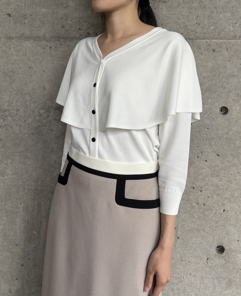 Vネックケープニット 詳細画像 ホワイト 7