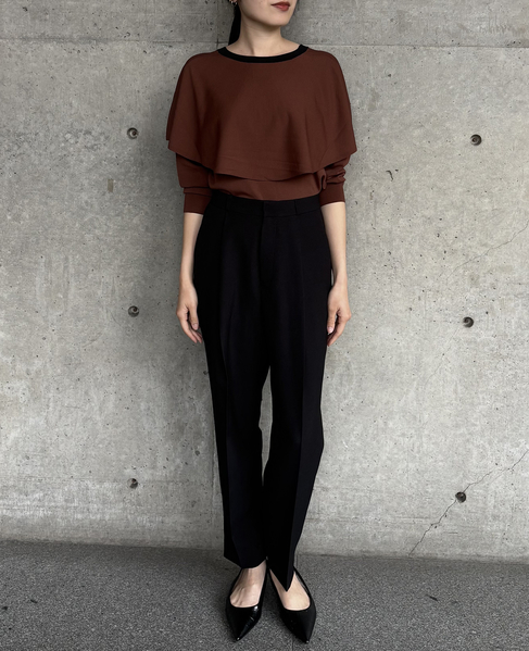 Vネックケープニット 詳細画像 ブラウン 2