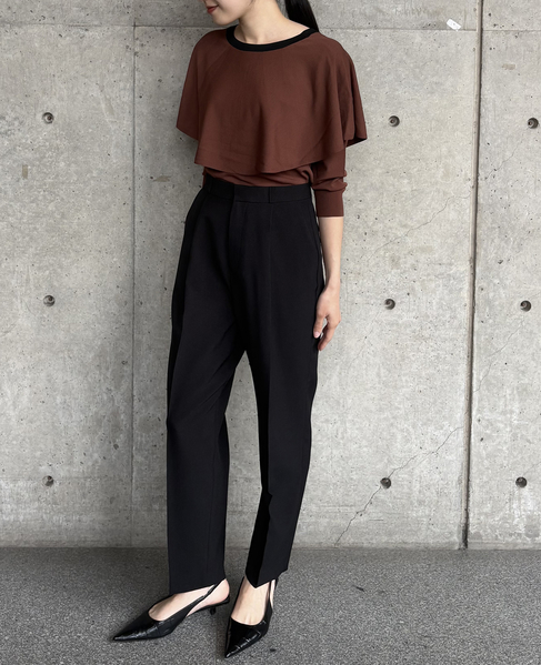 Vネックケープニット 詳細画像 ブラウン 3