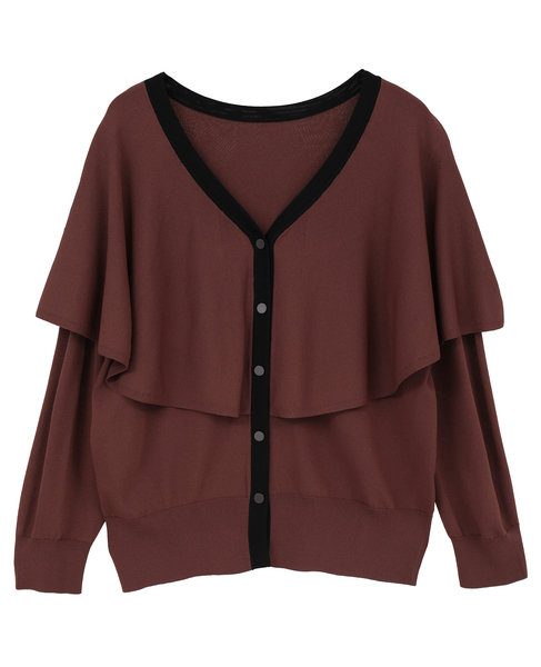 Vネックケープニット 詳細画像 ブラウン 7