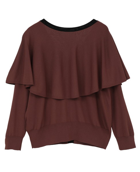 Vネックケープニット 詳細画像 ブラウン 8