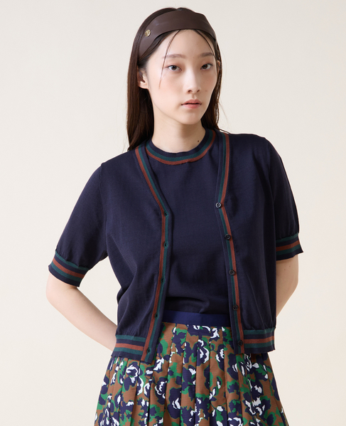 トリプルラインカーディガン 詳細画像 ネイビー 1