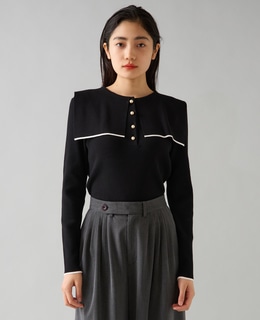 スクエアカラーリブニット