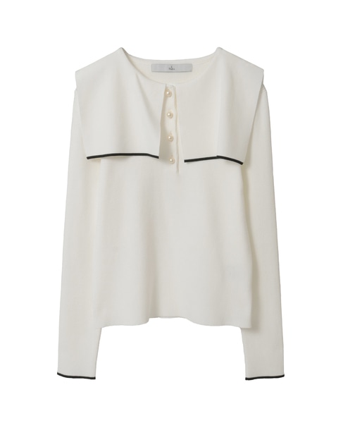 スクエアカラーリブニット 詳細画像 ホワイト 1