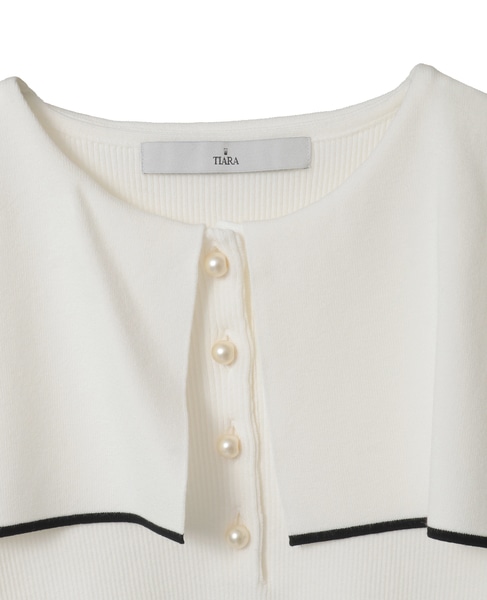 スクエアカラーリブニット 詳細画像 ホワイト 3