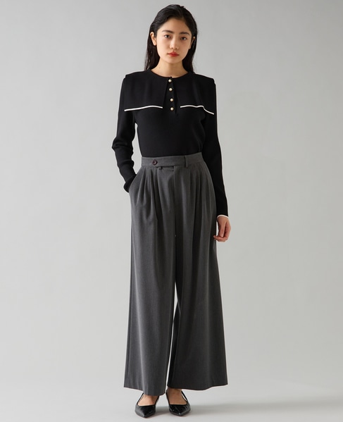 スクエアカラーリブニット 詳細画像 ブラック 4