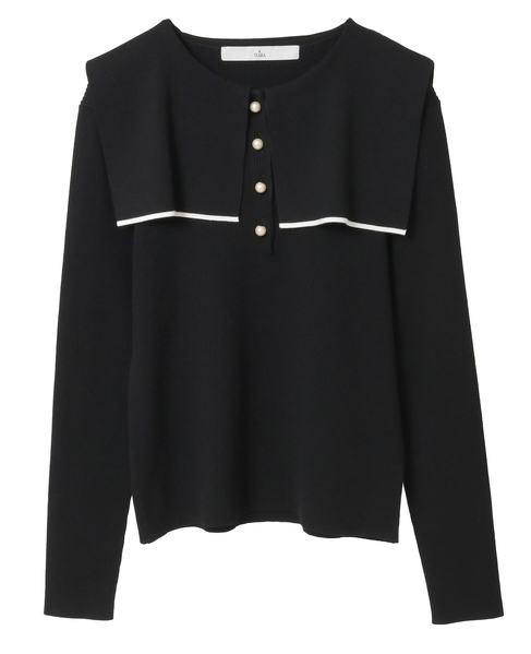 スクエアカラーリブニット 詳細画像 ブラック 7