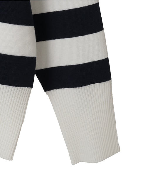 Vネックコンパクトニット 詳細画像 ホワイト×ネイビー 11