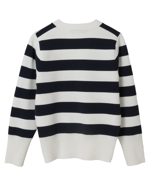 Vネックコンパクトニット 詳細画像 ホワイト×ネイビー 9